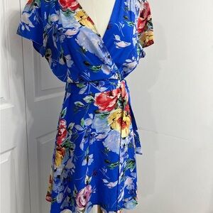 Yumi Kim Vibrant Floral Wrap Mini Dress XL